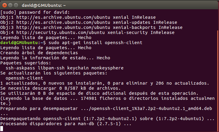 ubuntu instalacion openssh